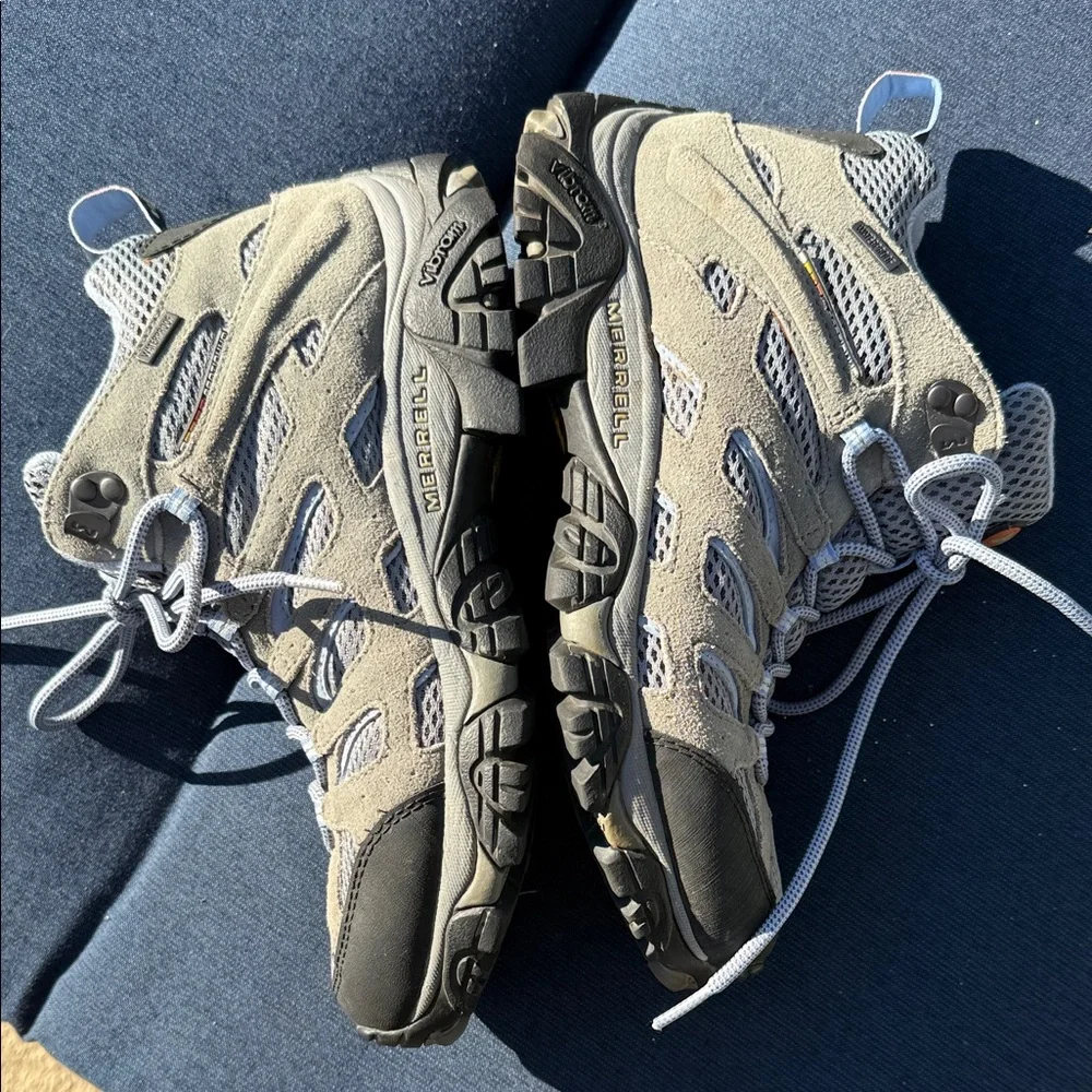Merrell Moab Gray periwinkle Lace Up waterproof athletic hiking Boots - Picture 5 of 7